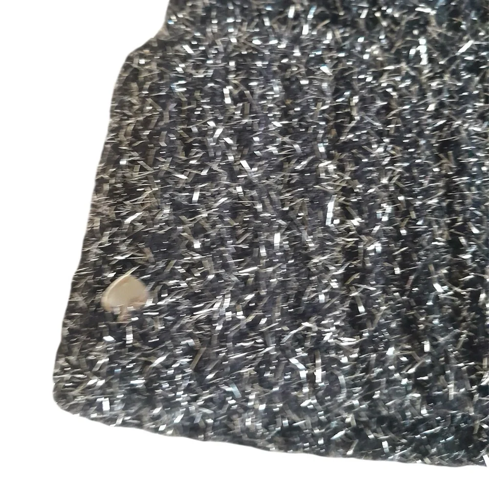 Kate Spade New York Black Silver Tinsel Knit Beanie Winter Hat NWT